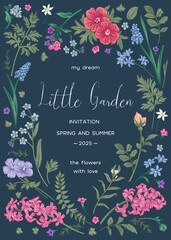 Botanical card with flowers.