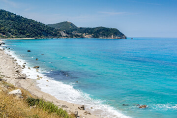 blue waters of Kokkinos Vrachos Beach, Lefkada, Greece