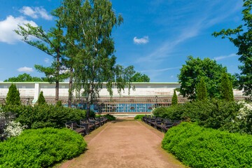 Orangery at the Grand Palace of queen Catherine the Great in Tsaritsyno in Moscow, Russia. Tsaritsyno is a palace museum and park reserve.