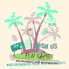 Cute little island for adventure vector character illustration