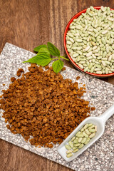Source of fibre plant based vegan soya protein minced meat, meat free healthy food