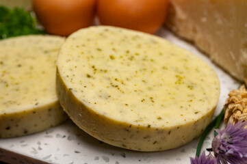 Yellow cheese based vegetarian burgers, meat free healthy food