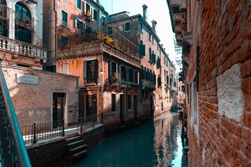 View of the famous canals in Venice, Italy