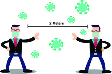 Businessman apply physical distancing while using masks with each other