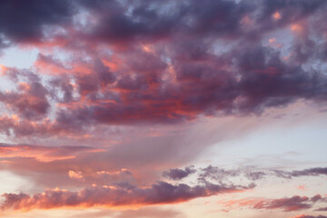 Naklejka na ściany i meble Magic sky with colorful clouds at sunset