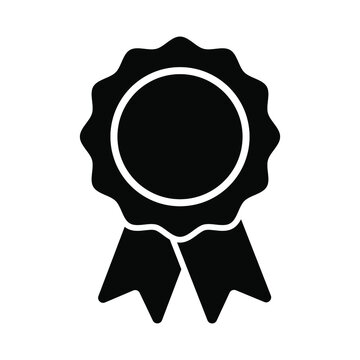 Black ribbon badge icon vector illustration award medal symbol