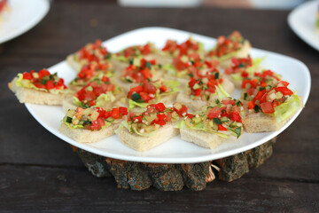 beautiful diet snack with vegetables on a white plate