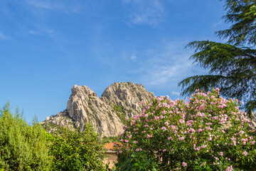 Fototapeta na wymiar View of the rocks of San Pantaleo (Olbia, Sardinia, Italy).