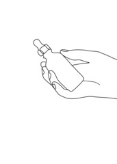 continuous line drawing, of cosmetics on hand vector illustration.