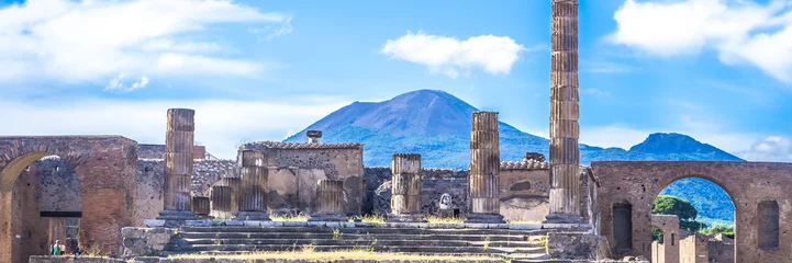Poster Ancient ruins of Pompeii, Italy. Web banner panoramic view. © marabelo