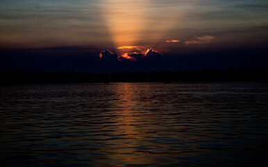sunset on the amazon river
