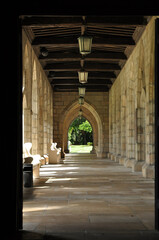 Gothic corridor in old church