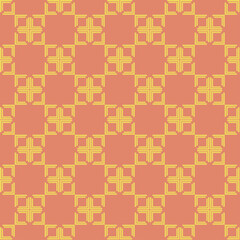 Yellow squares pattern on dark pink seamless background.