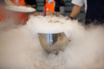 Dry ice effects on a cooking show