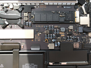 Notebook Internal Parts. Laptop repair. Disassembled computer parts. PC electronic components....