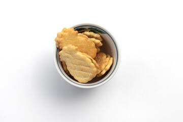 Pineapple shaped cookies on a white background