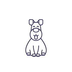 Happy dog vector line icon