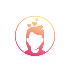 Girl head with hearts, love, amorousness icon