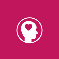 head with heart, affection, passion vector icon