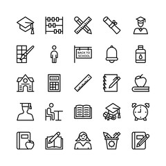 School and Education Line Vector Icons 1