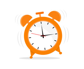 Alarm clock in a flat style. Ringing alarm clock. Wake up.