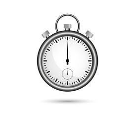 Realistic stopwatch in metallic color. Clock, time. Countdown.