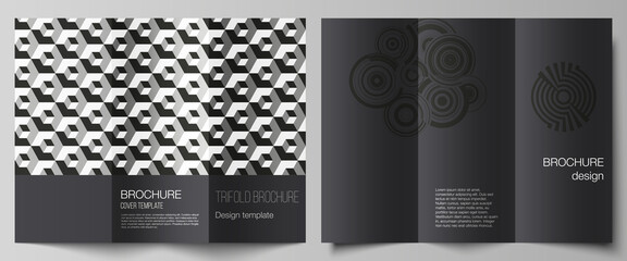 The minimal vector illustration layouts. Modern creative covers design templates for trifold brochure or flyer. Trendy geometric abstract background in minimalistic flat style with dynamic composition