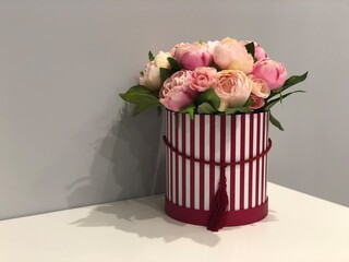 bouquet of roses in a basket