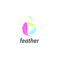 Feather template logo design inspiration. Feather Quill symbol icon vector illustration
