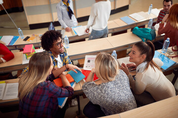 Students laughing while having lecture