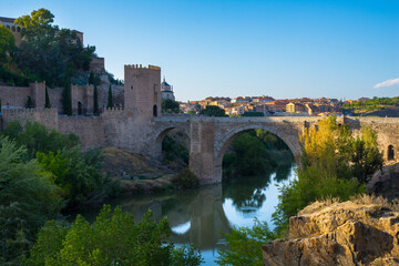 View of Alcantara Bridge on the Tejo River - Toledo, Spain