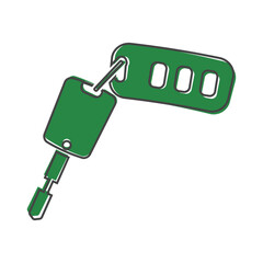 Vector icon car key with a keychain cartoon style on white isolated background.