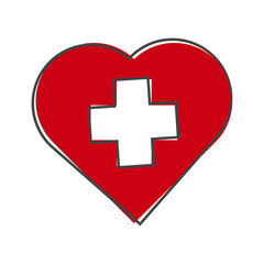 Obraz premium Vector icon of the cross in the heart cartoon style on white isolated background.