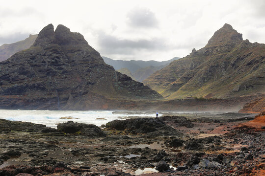 Anaga Mountains growing directly from the oceans at Punta del Hidalgo in Tenerife