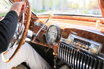 vintage classic interior of the old, car, back to the past, nastolgiya