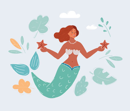 Vector illustration of Mermaid woman.