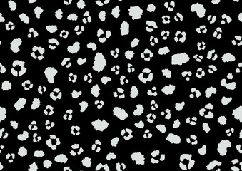 Abstract styled animal skin leopard seamless pattern design. Jaguar, leopard, cheetah, panther fur. Black and white