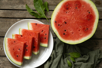 watermelon and sliceSummer! Sweet and juicy watermelon. Food photo appetizing photo of watermelon. red tasty, juicy watermelon