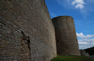 Ivangorod fortress on the Russian-Estonian border in summer