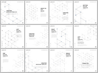 Brochure layout of square format covers design templates for square flyer leaflet, brochure design, report, presentation, magazine cover. Scientific medical research. Molecular connection structure.