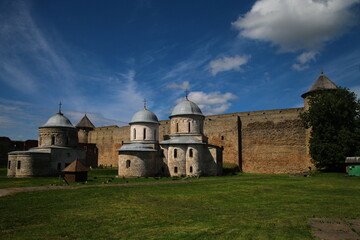 Ivangorod fortress on the Russian-Estonian border in summer