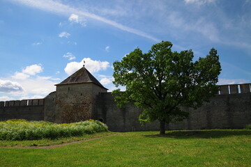 Ivangorod fortress on the Russian-Estonian border in summer