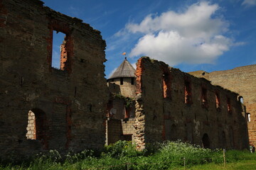 Ivangorod fortress on the Russian-Estonian border in summer