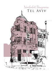 Obraz premium Drawing sketch illustration of Tel Aviv
