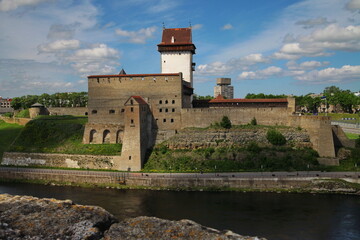 Ivangorod fortress on the Russian-Estonian border in summer