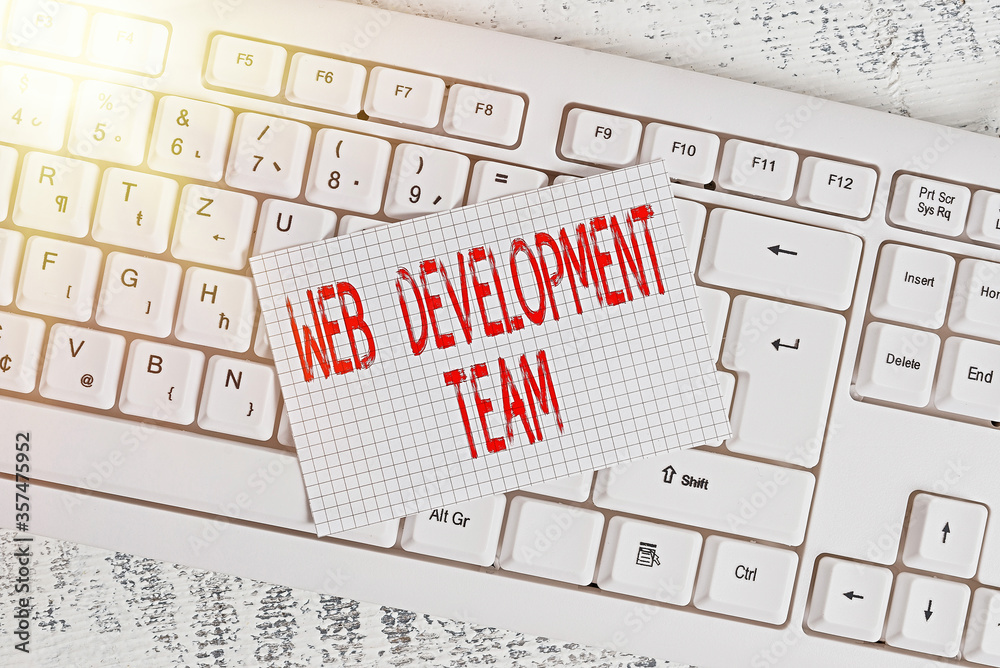 Poster writing note showing web development team. business concept for in control of all the processes thro
