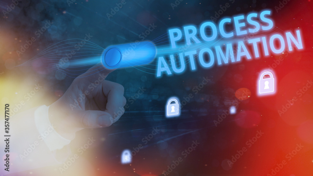 Poster handwriting text process automation. conceptual photo the use of technology to automate business act