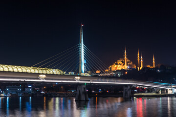 Fototapeta na wymiar The Golden Horn Metro Bridge in Istanbul, Turkey.