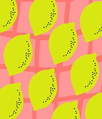 Colorful design with lemons in pink and yellow.