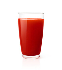 Glass of tomato juice isolated on white background. Clipping path.